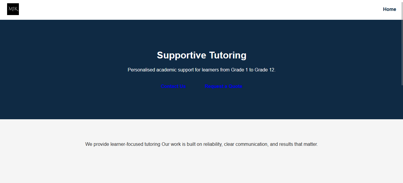 Tutoring Website demo